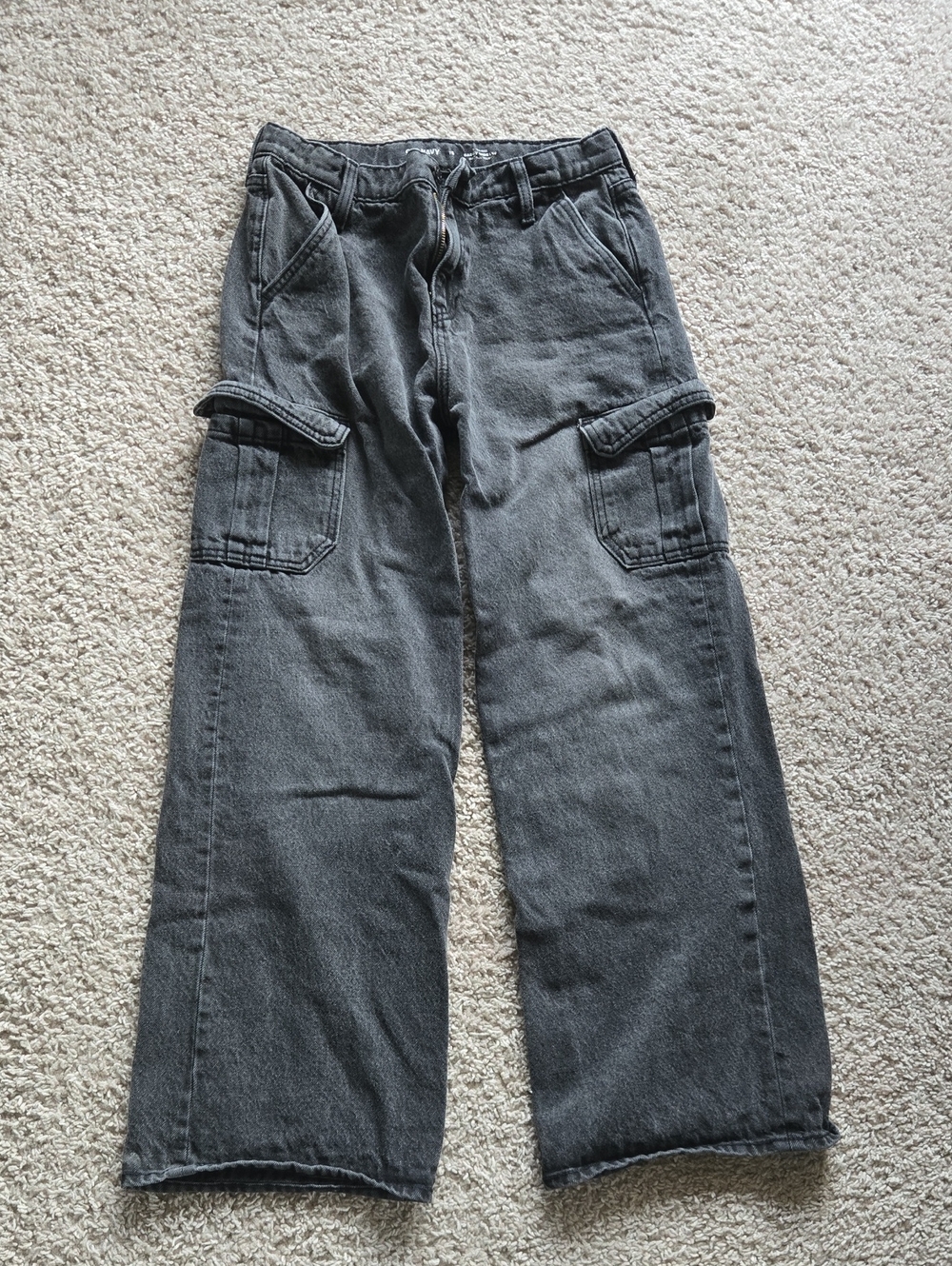 Old Navy Dark Gray Cargo Jeans - Wide Leg Utility Pants